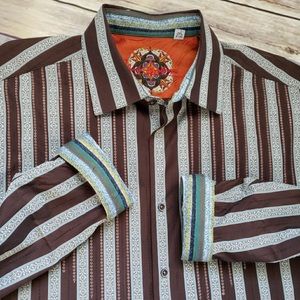 Robert Graham Flip Cuff Button Down Shirt sz XL